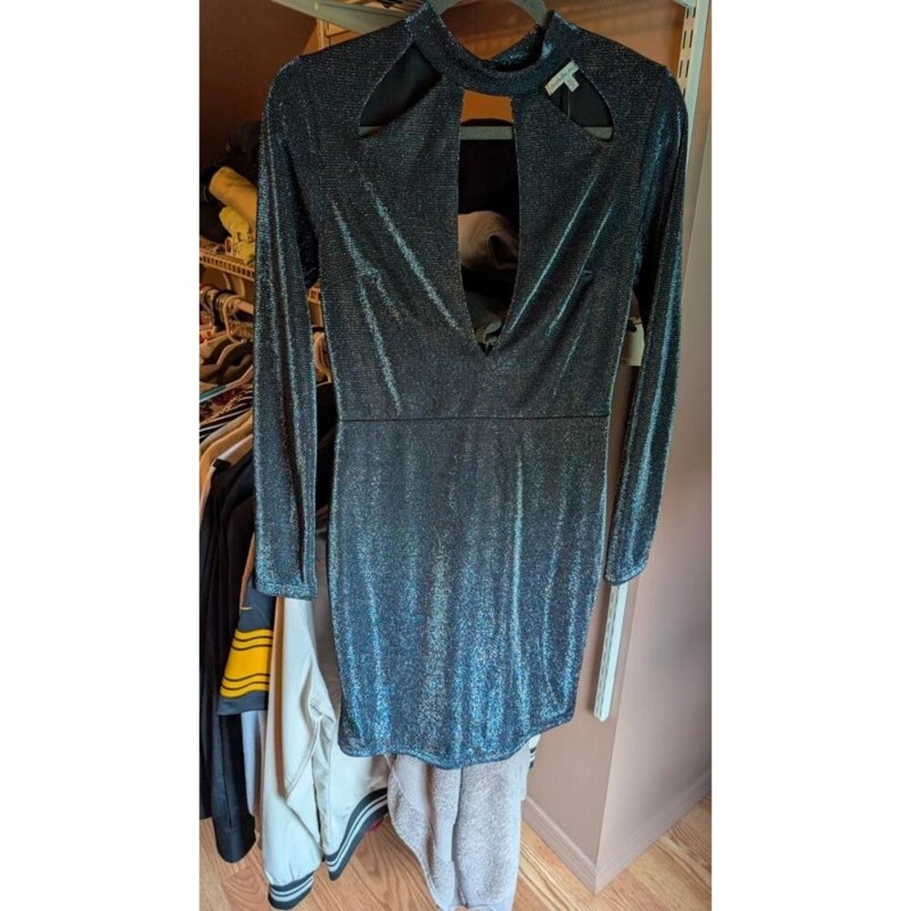 Charlotte Russe Metallic Glitter Cutout Bodycon Mini Dress Party